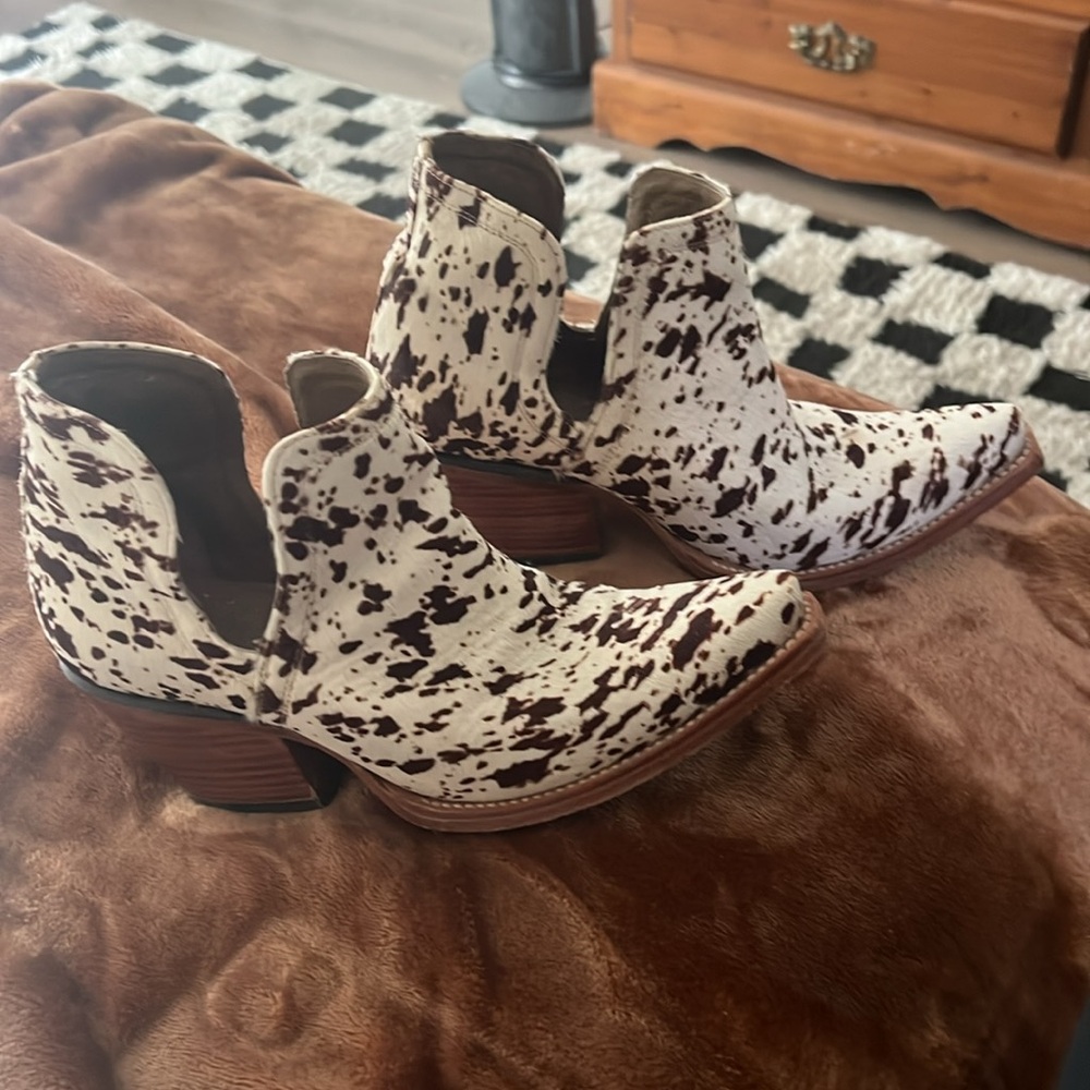 Cow Print Ankle Boots